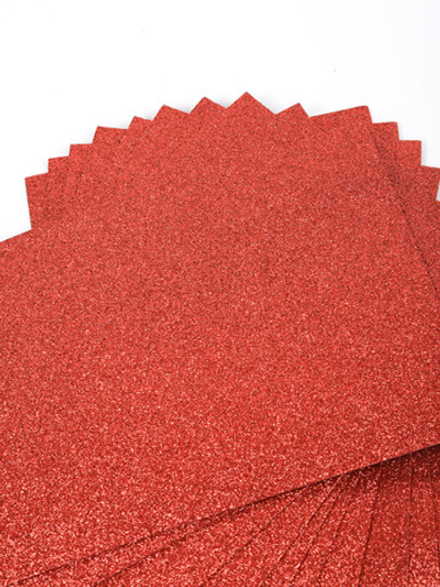 Фоамиран глиттерный, р. 20х30 см, 2 мм, красный