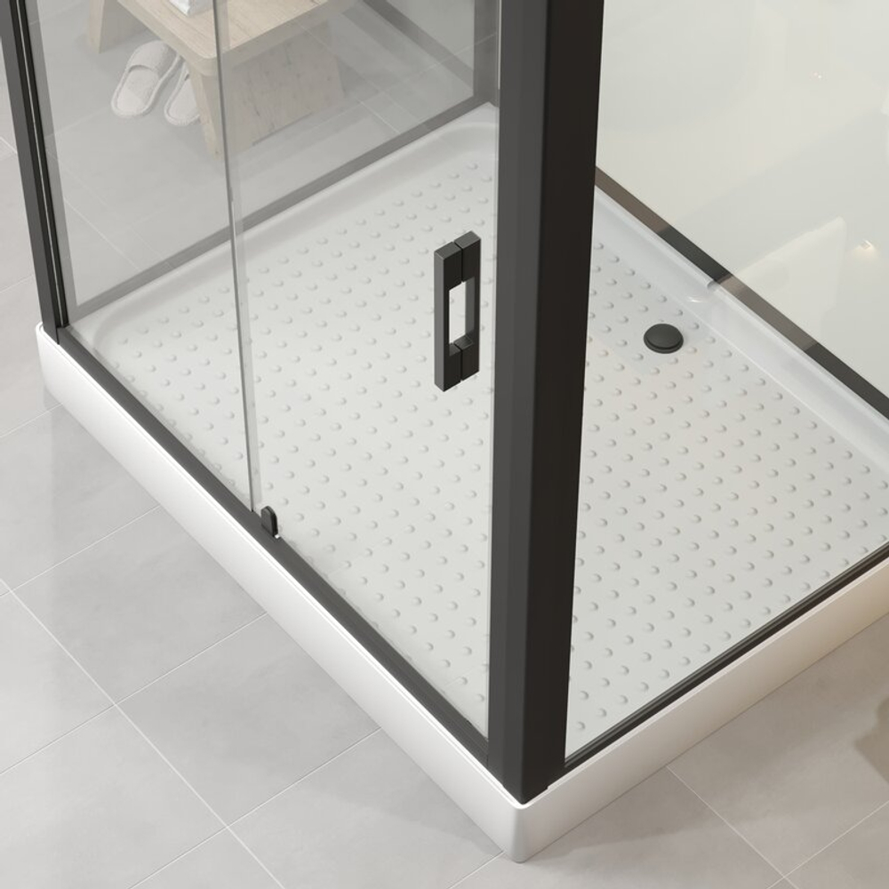 Душевая кабина Niagara Standart ST100/80/15Q/BL (100х80х215) прямоугольник,поддон 15см,распашная,проф.черный,3 места