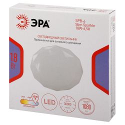 Светильник потолочный светодиодный ЭРА Классик без ДУ SPB-6 Slim Sparkle 18W-6,5K 6500 | Светильники SPB-6 без ДУ
