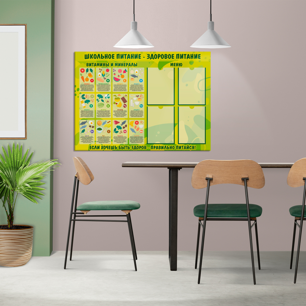 Стенд Школьное питание – здоровое питание с карманами А4 150000675