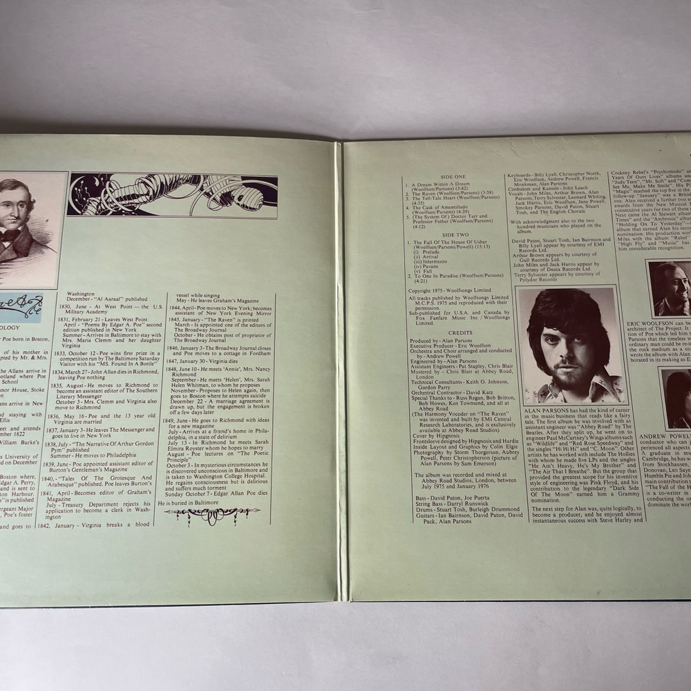 Винтажная виниловая пластинка LP The Alan Parsons Project, Tales Of Mystery And Imagination, Edgar Allan Poe (Англия 1976)