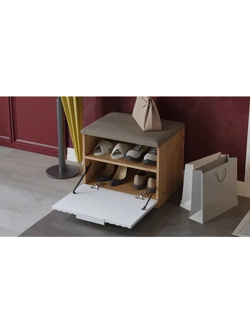 Прихожая с вешалкой Дуб Крафт золотой 145х43х226