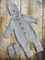 Комплект на выписку 3 предмета "Maremtex" (Комбинезон, шапка, пинетки) (Цвет: Темно-синий)