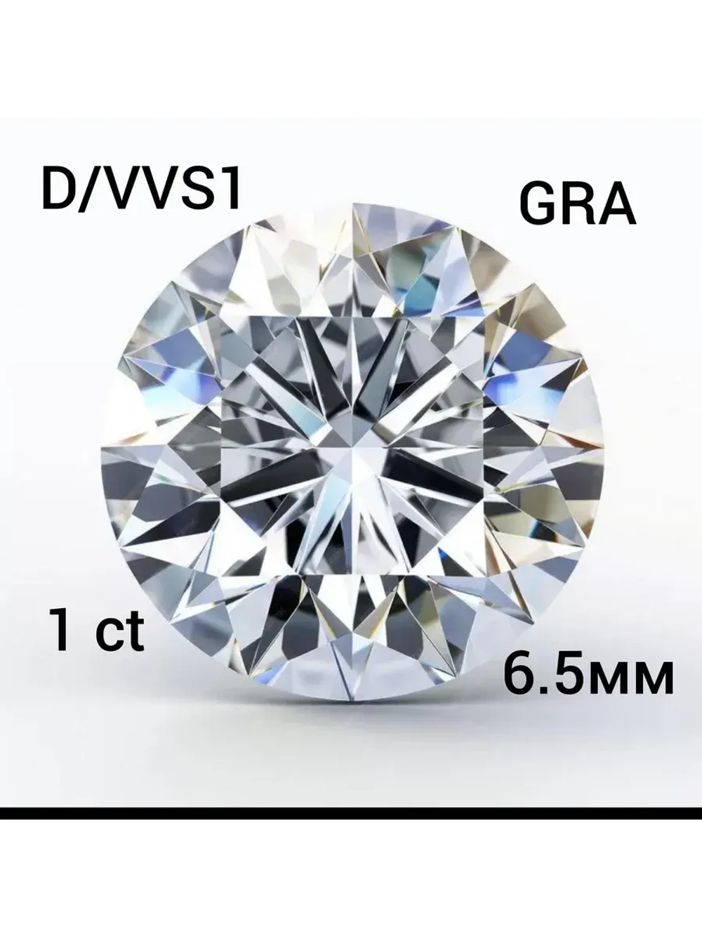 Муассанит 1 карат (6.5мм)