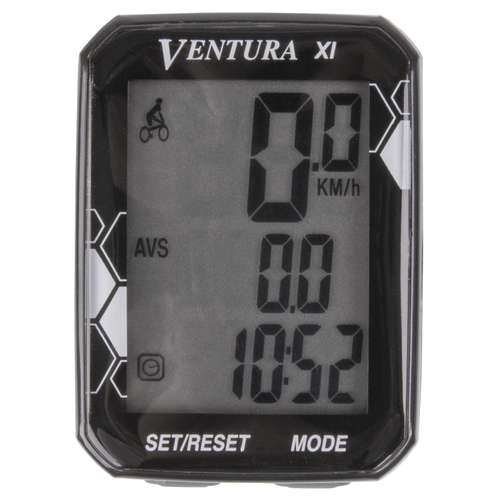 Велокомпьютер 11 ф-ций строчный дисплей, влагозащит. НОВЫЙ дизайн черный VENTURA ХI
