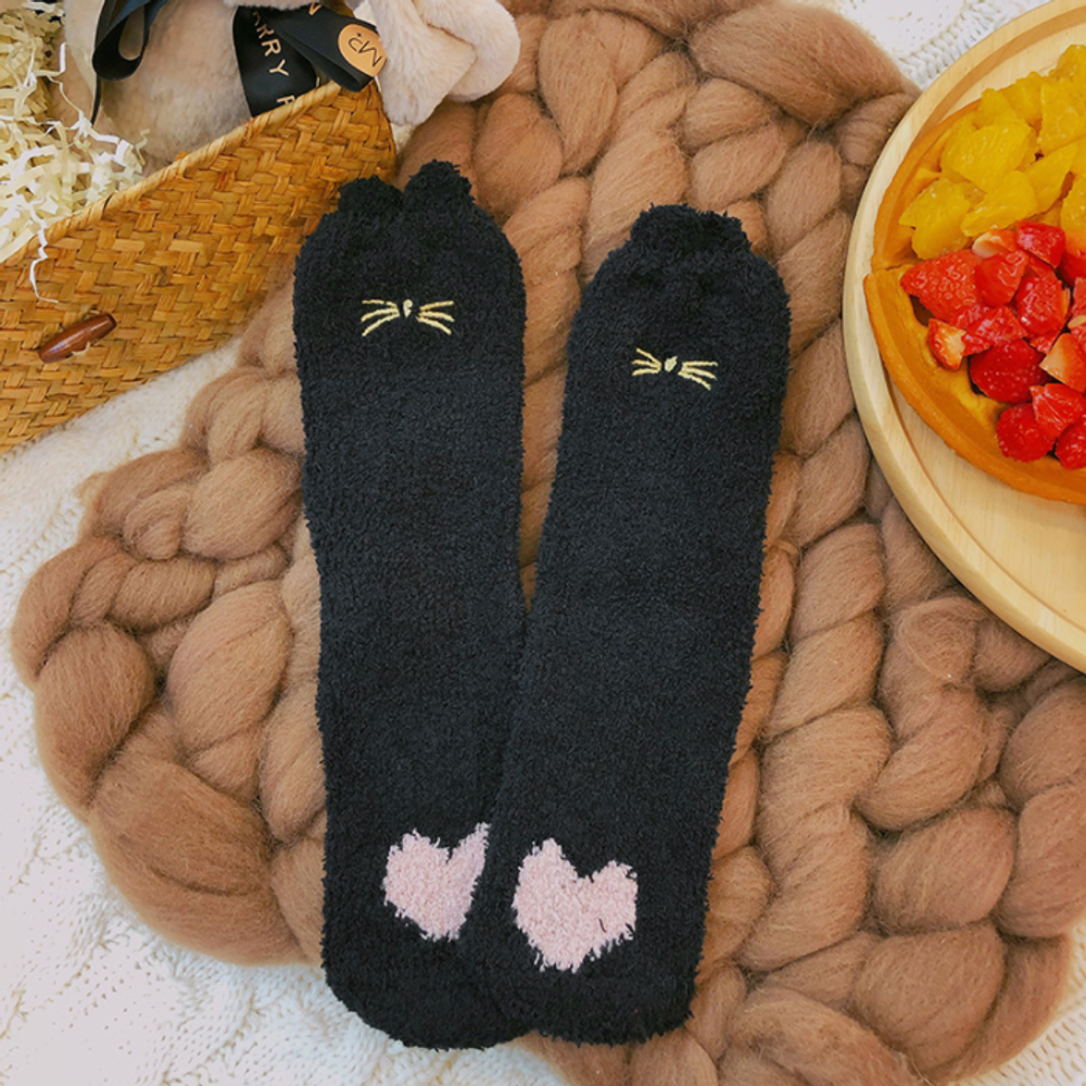 Носки теплые "Сердечко" (чер.)