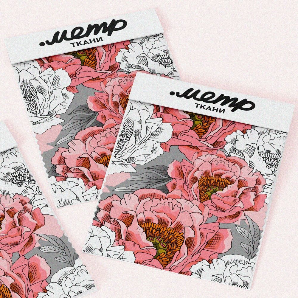 Ткань блэкаут шикарные пионы