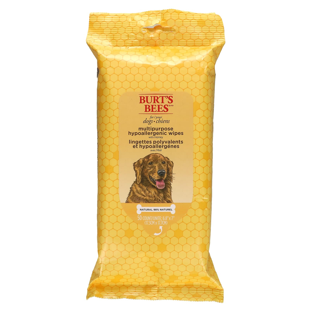 Burt's Bees, универсальные гипоаллергенные салфетки с медом, для собак, 50 шт.