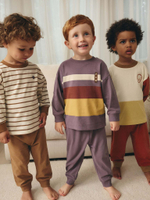 Пижама для мальчика Next B49-052, 3 шт., Бежевый, Сиреневый, Молочный
