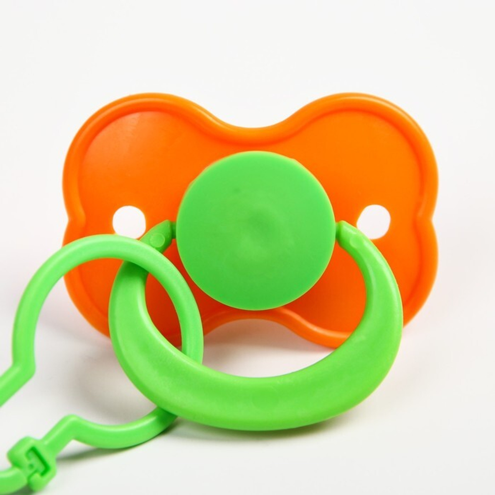 1476836 Соска-пустышка латексная классическая с кольцом «Медвежонок», на цепочке с прищепкой, от 0 м