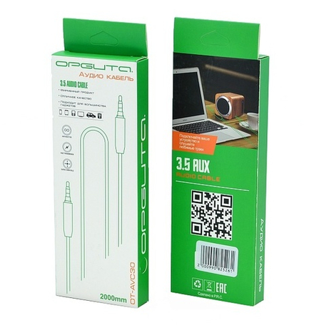 Аудио кабель AUX 3.5-3.5 2-метра ОРБИТА OT-AVC30  в оплётке