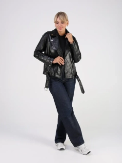 Кожаная куртка демисезонная косуха оверсайз