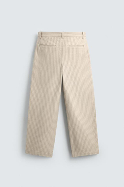 ZARA БРЮКИ ЧИНОС RELAXED FIT В ПОЛОСКУ, ЭКРЮ