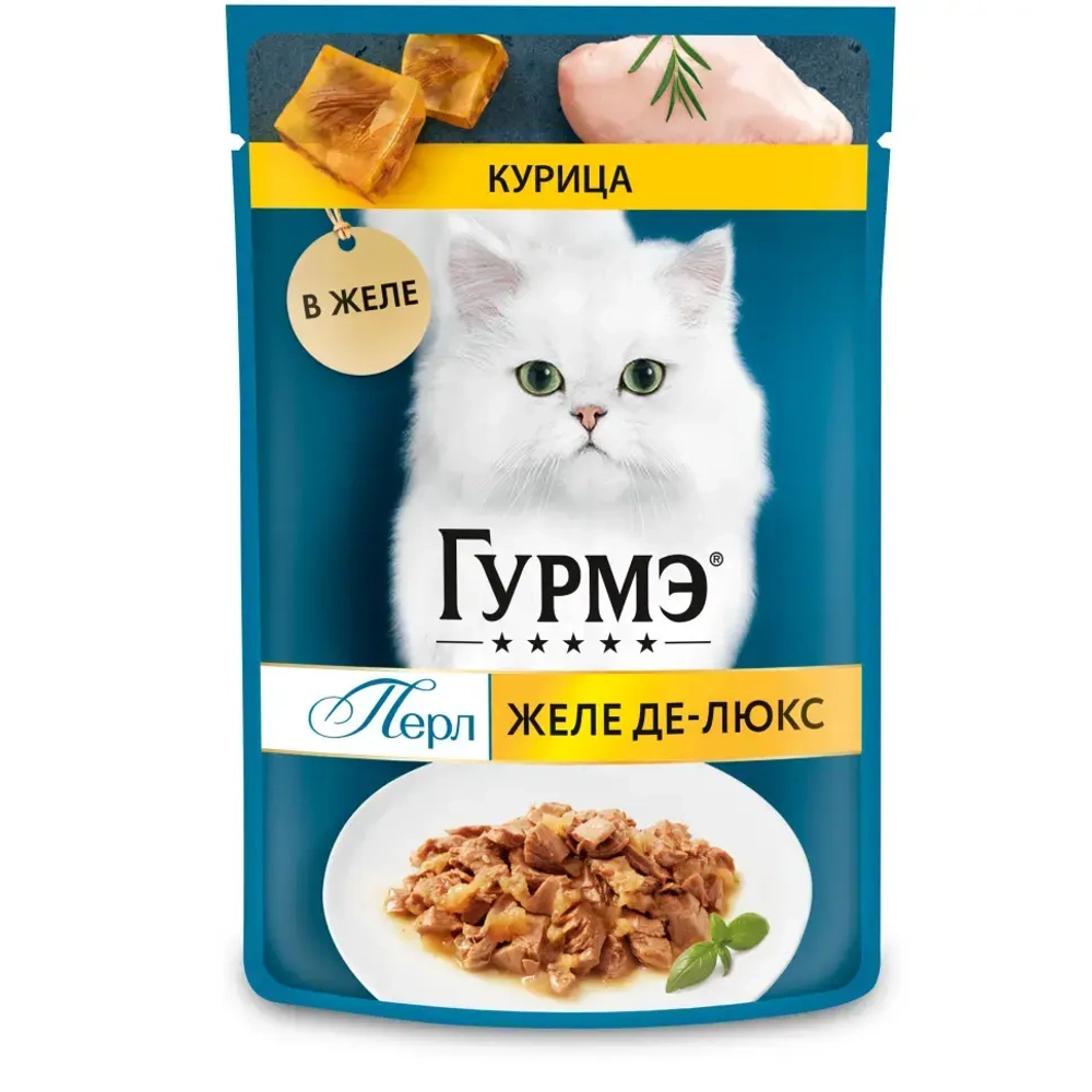 Гурмэ перл желе де-люкс влажный корм для кошек, с курицей в роскошном желе 75 г