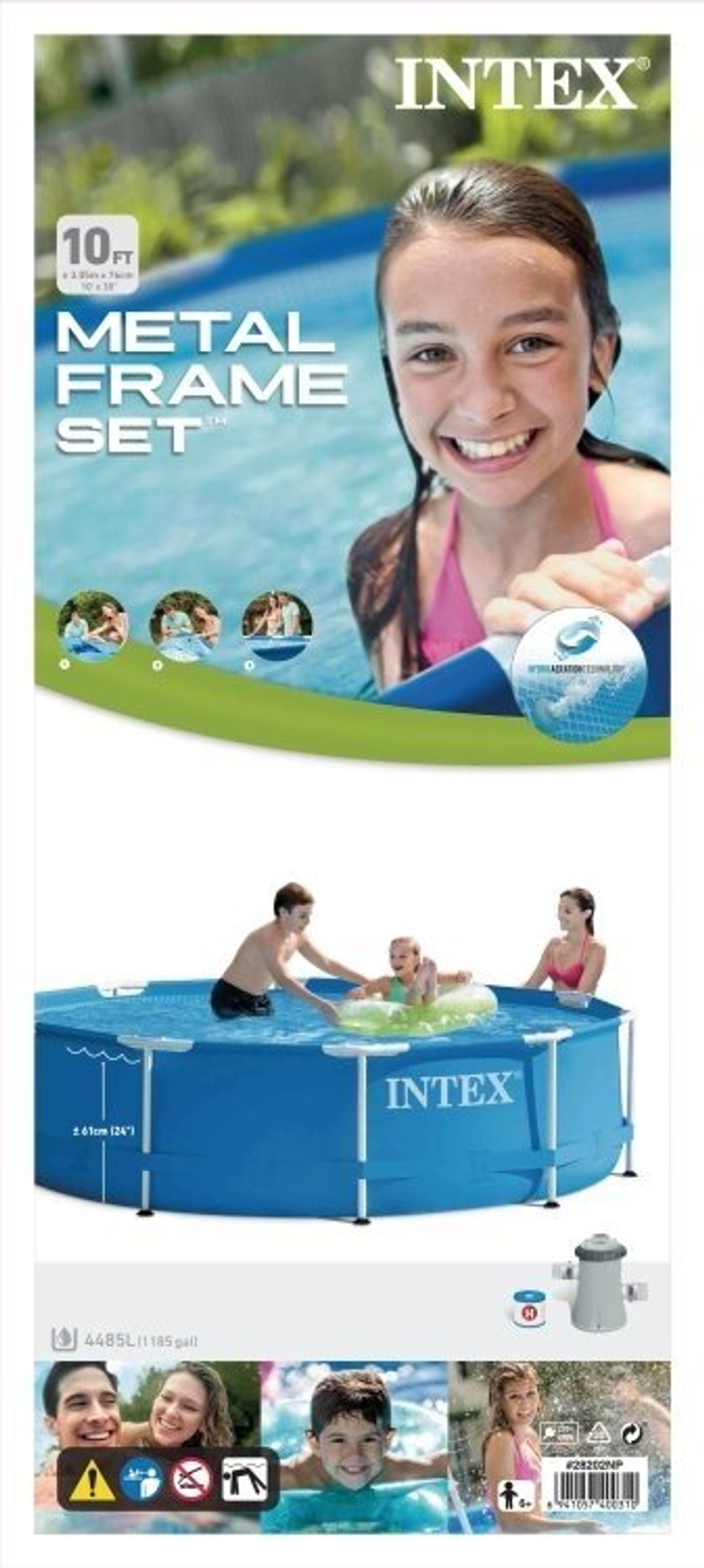 Каркасный бассейн 305х76 см Intex 28200, круглый семейный бассейн для дачи Metal Frame 4485 л