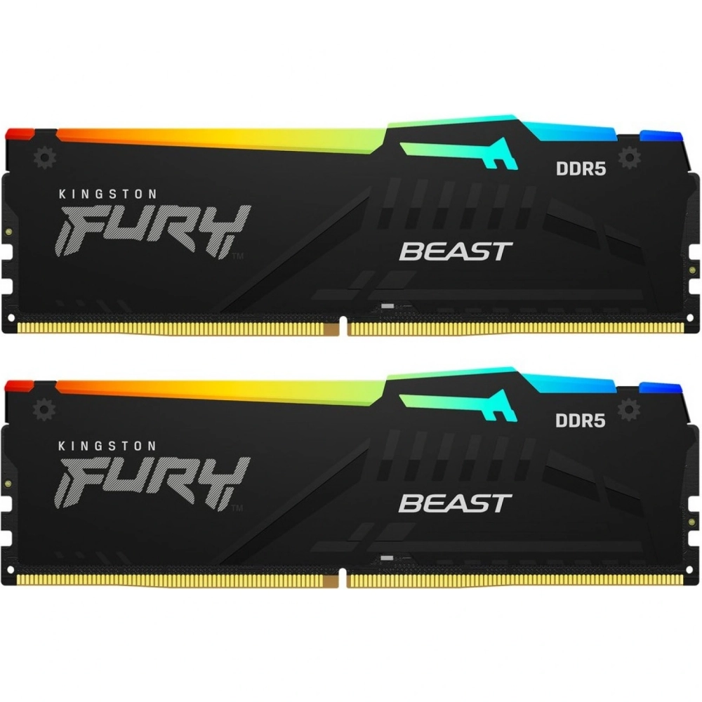Память оперативная Kingston DDR5 2x16GB 6400MHz Fury Beast RGB RTL Gaming (KF564C32BBEAK2-32)