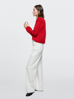 Massimo Dutti Джинсы с высокой талией и широкими штанинами, белый