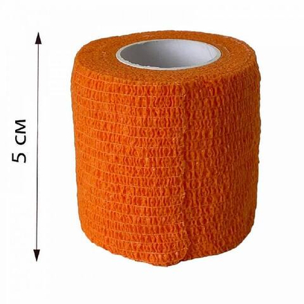 Когезивный бинт фиксирующий оранжевый, 5см х 4.5м