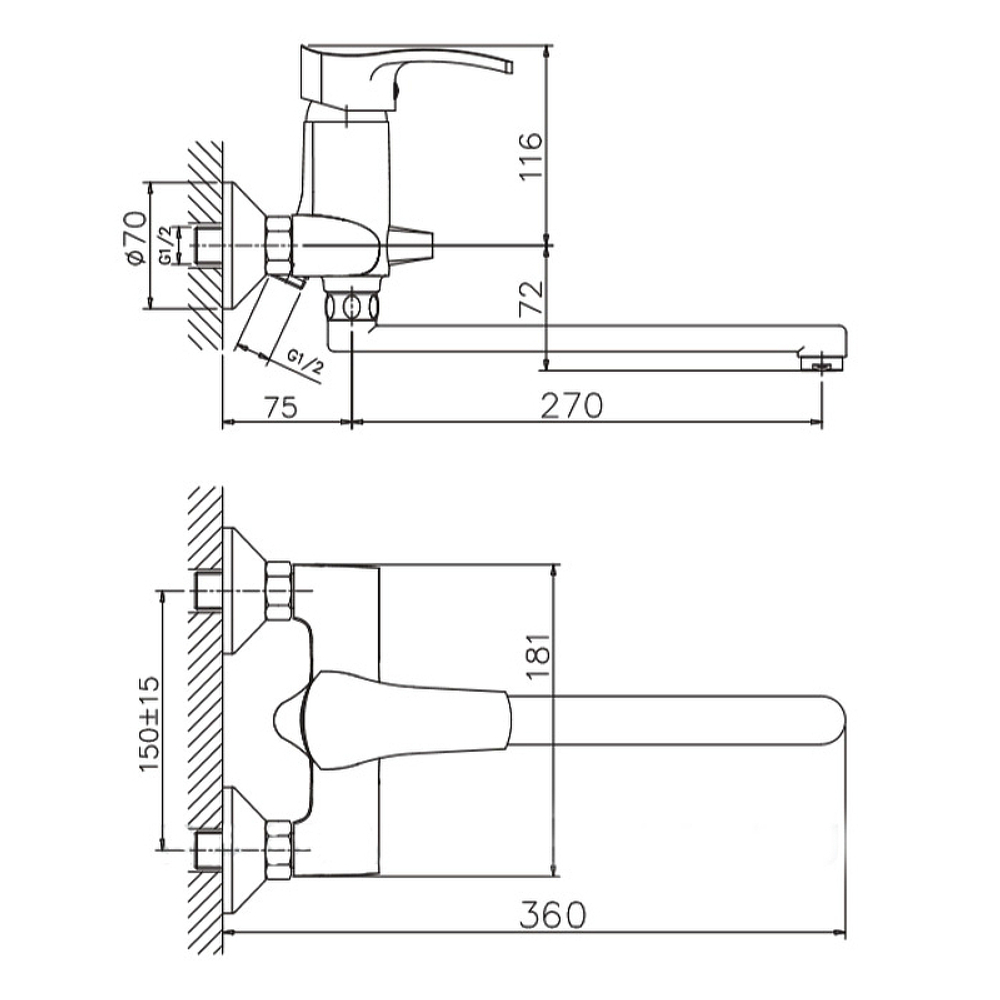 Смеситель для ванны и душа Haiba HB2270