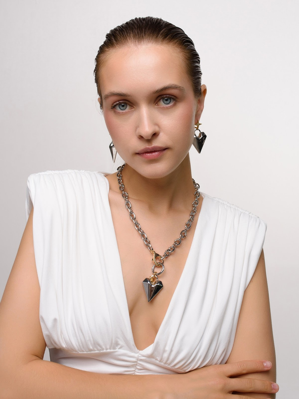 Серьги "Elongate brutal star" Bicolor