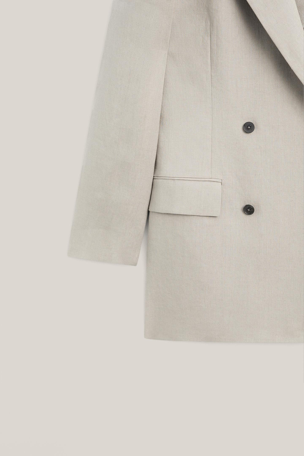 Massimo Dutti Классический двубортный блейзер из 100% льна - Limited Edition, серый