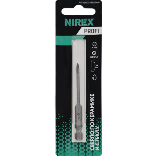Сверло NIREX Profi по керамике и стеклу 4*70 мм NCD0401