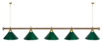 Лампа STARTBILLIARDS 5 пл. (плафоны зеленые,штанга зеленая,фурнитура золото)