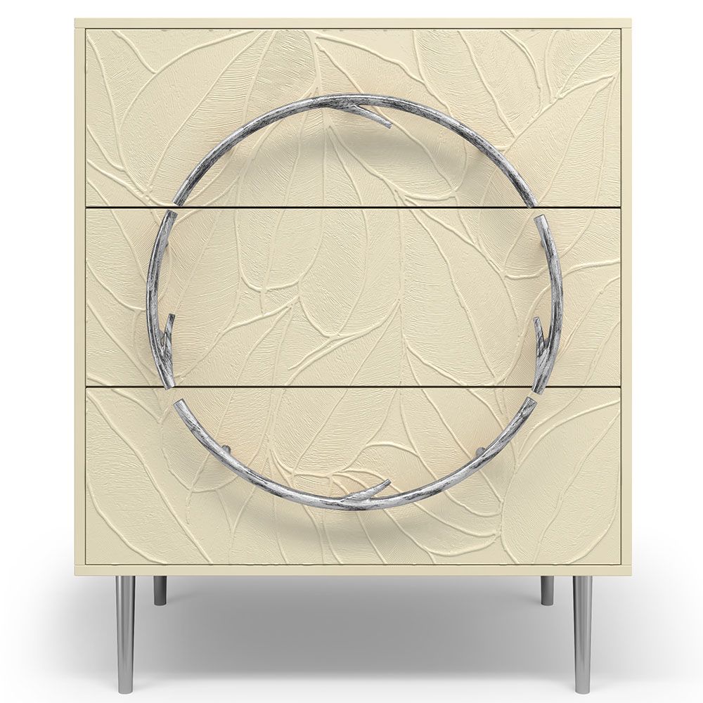 Комод Арт Колор с 3-мя ящиками leaves Стайл Сильвер Серый шелк