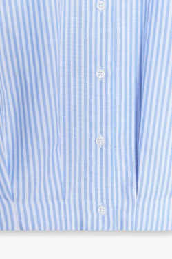 ZARA ПОПЛИНОВАЯ РУБАШКА В ПОЛОСКУ, ЭКРЮ/СИНИЙ