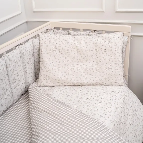 Комплект постельного белья Lollycottons Кролик Лаппин 6 предметов, Серый