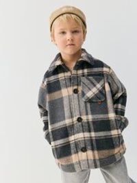 Пальто клетка "Графит"