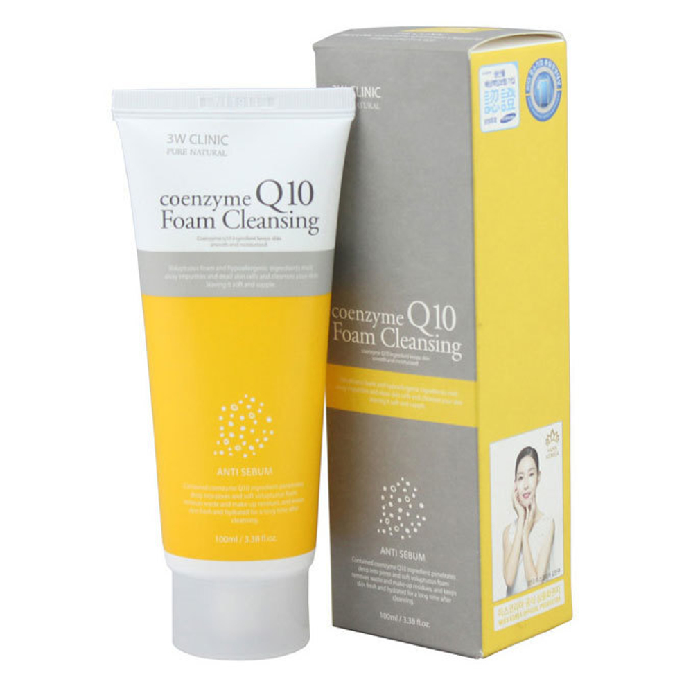 3W CLINIC Омолаживающая пенка с коэнзимом Coenzyme Q10 Foam Cleansing