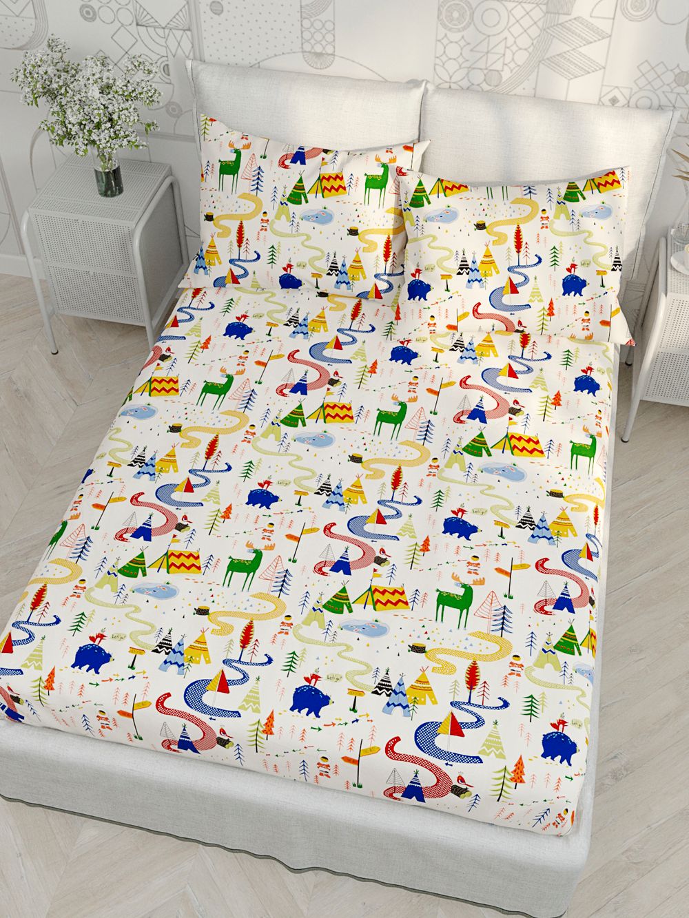 Простынь Сказка "Эскимосики" 150х215 см, перкаль