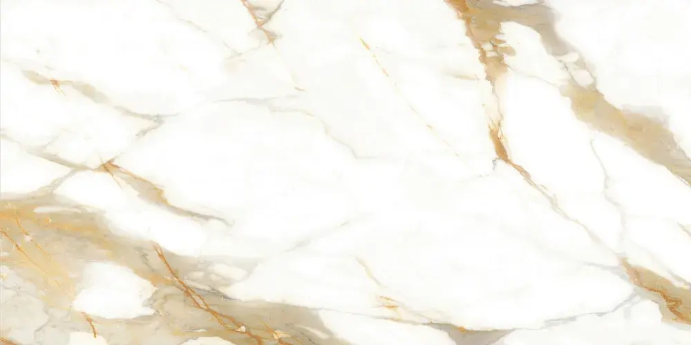 Керамогранит Alma Ceramica GFA114CLR04L Calacatta Oro 114x57 бежевый / белый лаппатированный под мрамор