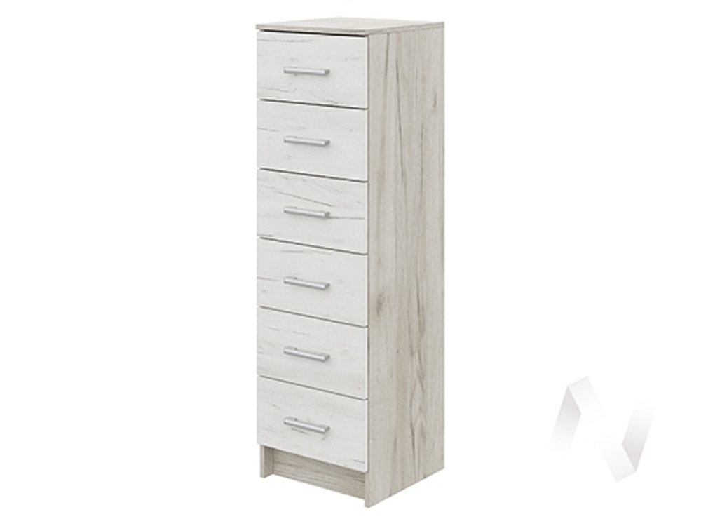 Комод 6 ящиков КМ 602 Спальня Гармония (дуб крафт серый/дуб крафт белый)