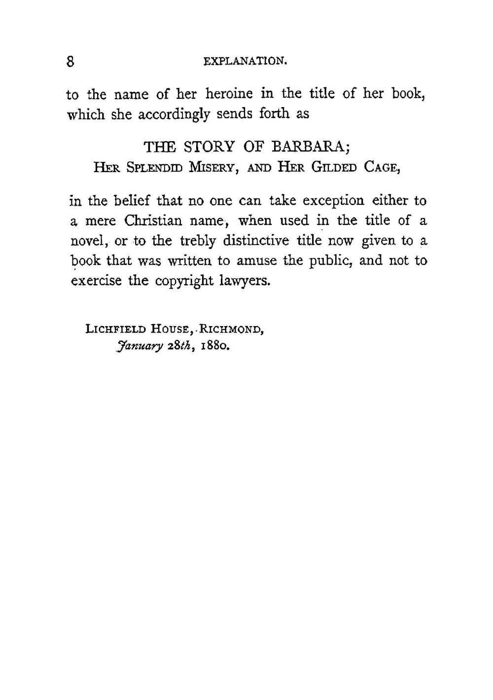 The story of Barbara. Her splendid misery, and her gilded cage: a novel | M.E. Braddon