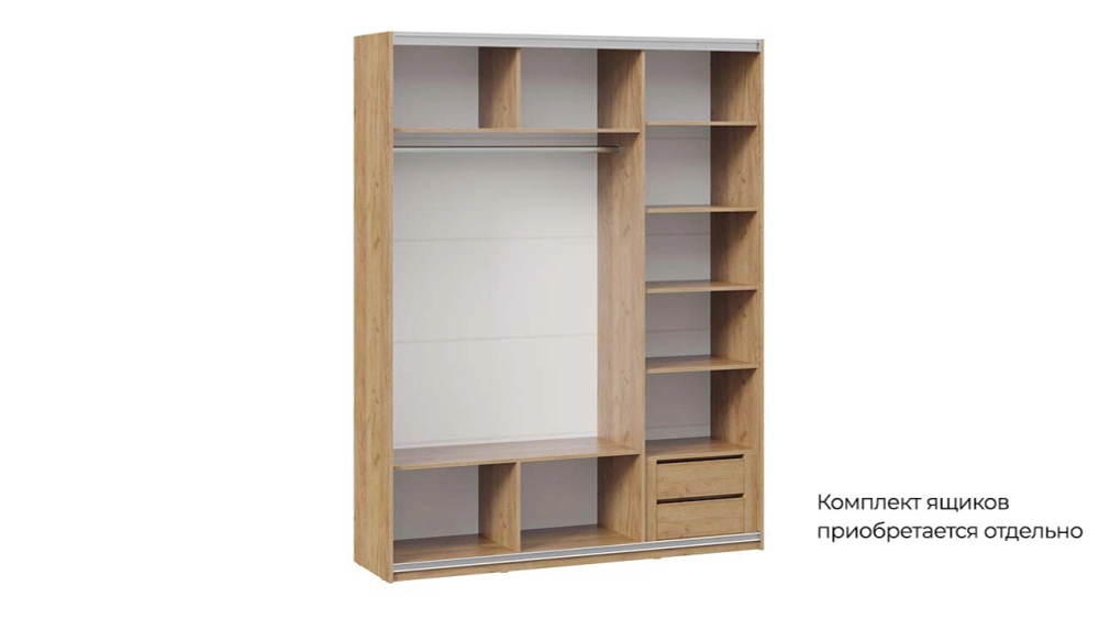 Шкаф-купе Оскар Хилтон 3-х дверный 177 дуб крафт золотой / кашемир сатин / ручка черная