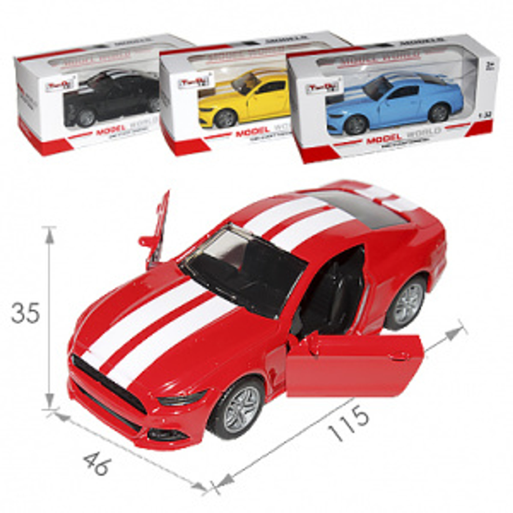 Метал. транспорт 12см ФОРД MUSTANG GT350 ГОНОЧНАЯ  откр.двери  инд. кор