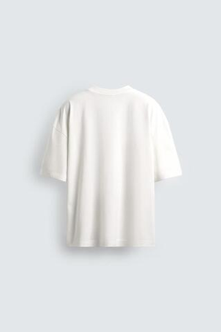 ZARA ФУТБОЛКА С ПРИНТОМ И ВЫШИВКОЙ, БЕЛЫЙ