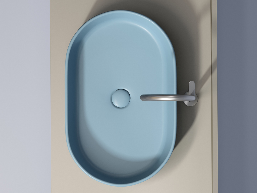 Умывальник чаша накладная овальная (цвет Голубой Матовый) Element 608x385x122мм