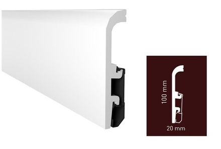 Плинтус Vega белый под покраску, 2400x100x20 мм