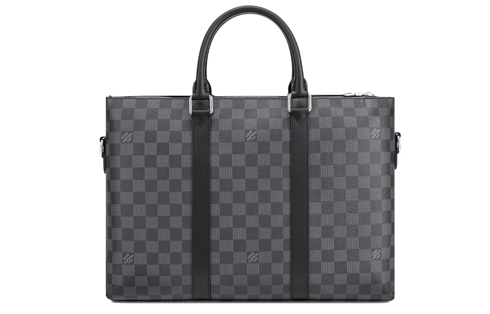 LOUIS VUITTON Canvas Briefcase Regular Unisex Black