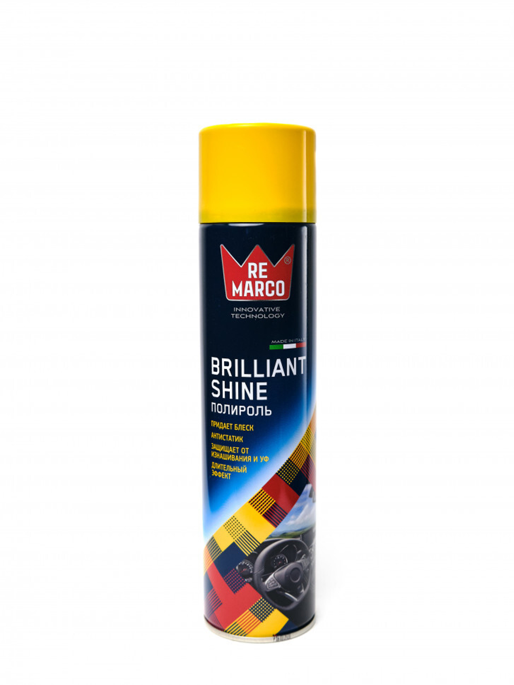 RM-403 RE MARCO Полироль пластика  BRILLIANT SHINE 400 мл (аэр.), ЛИМОН