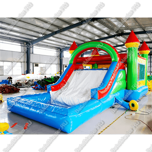 Надувной батут «Домик с бассейном» 8*5*3 м