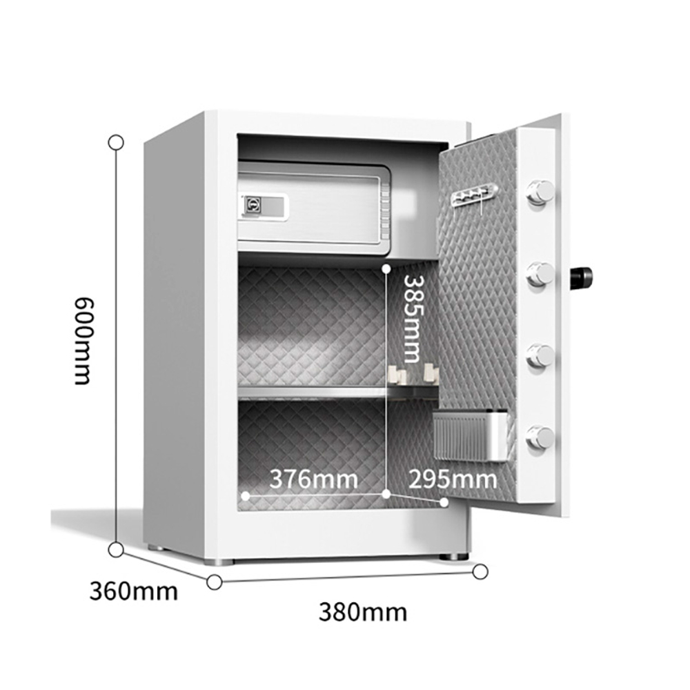 Сейф DELI "AE131" биометрический + электронный замок + ключ, 380х360х600 мм, 29 кг, белый