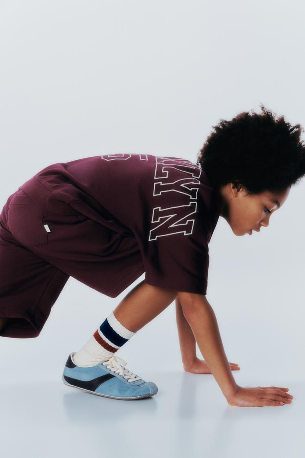 ZARA ФУТБОЛКА ИЗ ФУТЕРА, БУРГУНДИ