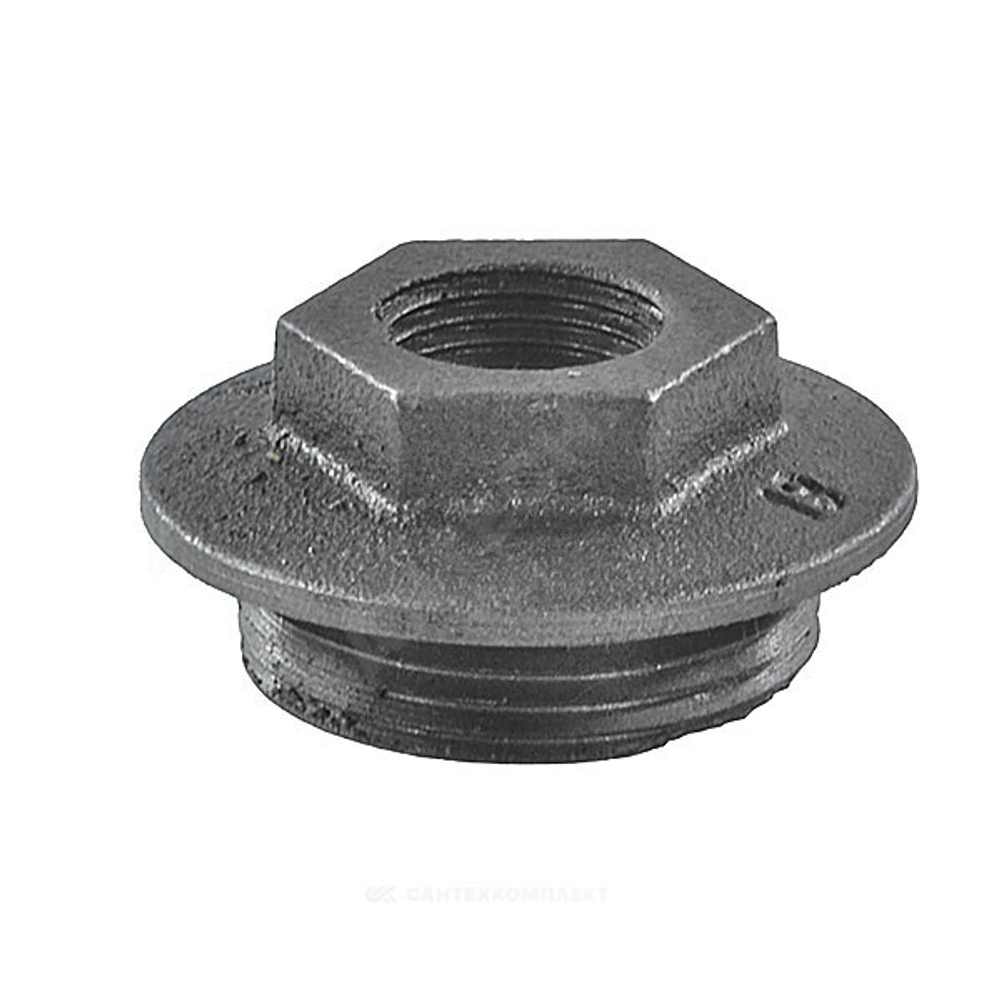 Заглушка (пробка) проходная 1 1/4"x3/4" правая резьба для чугунных радиаторов CRMTCLB