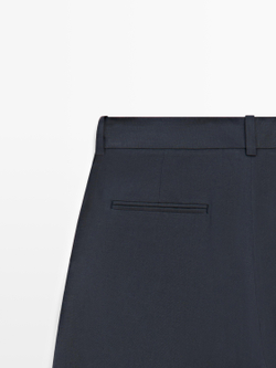 Massimo Dutti Свободные брюки со складками, темно-синий