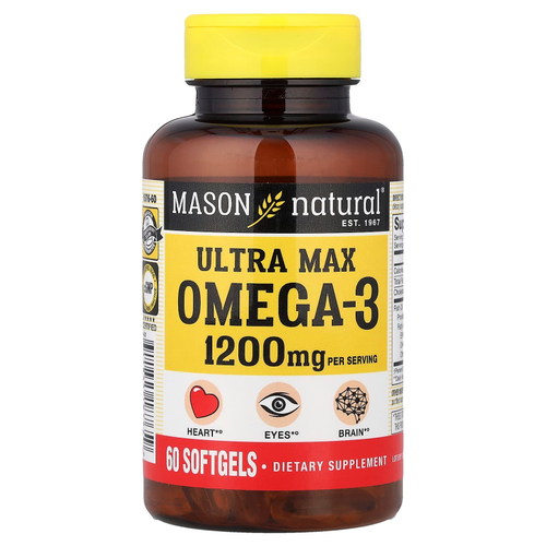 Mason Natural, Ultra Max Omega-3, 60 мягких таблеток (600 мг в каждой)