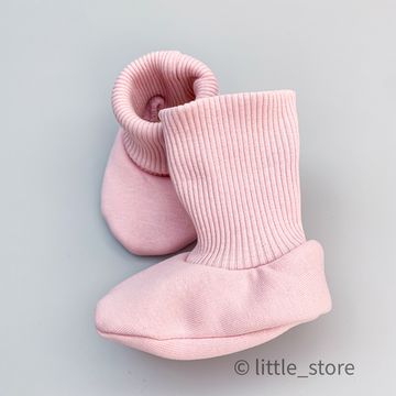 Пинетки "Simple" из футера с начесом, Нежно-розовые